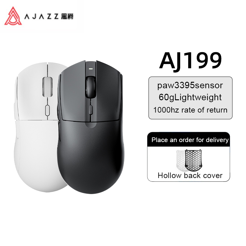  AJAZZ AJ199 Wireless 2.4GHz+ Wired Aaming Mouse PAW3395 Dual Mode Black 