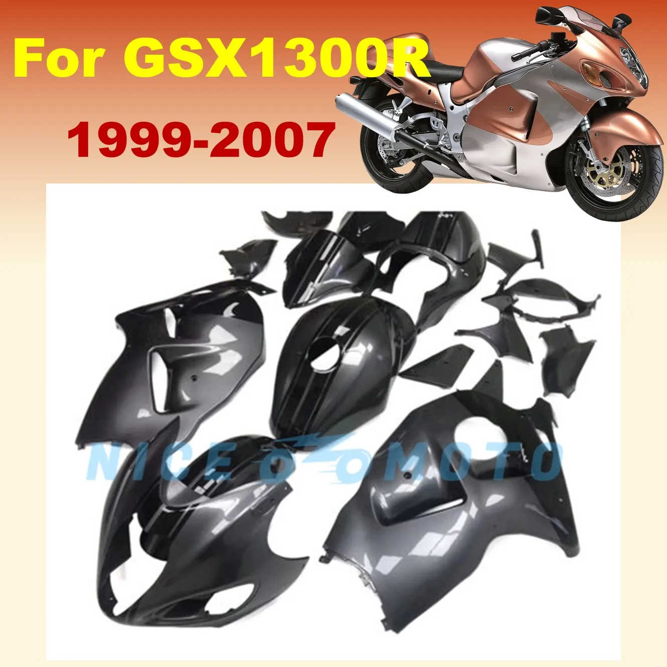 

Grey Black Fairing kit for Suzuki GSXR1300 1999-2007 06 05 GSX1300R 2003 2004 2002 2000 High Quality Injection Wrecked Bike