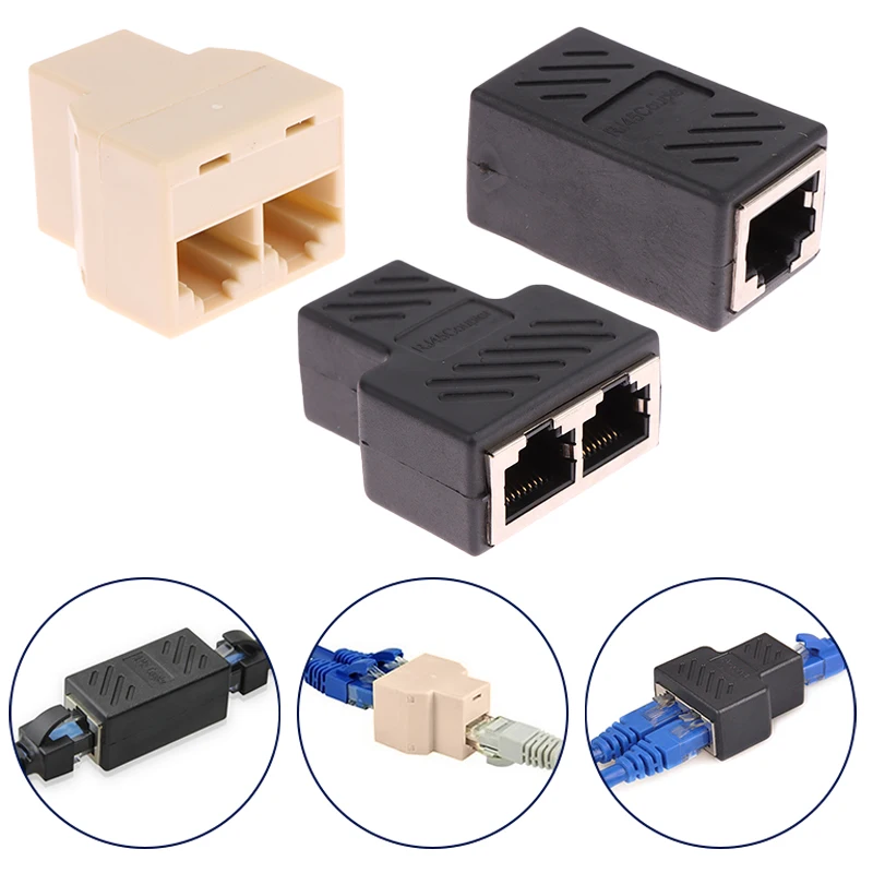 

RJ45 Connector 1 To 2 Way LAN Ethernet Cable Network Splitter Coupler RJ45 Cat5/Cate6 Interface Extender Adapter Wholesale