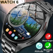 2024 GPS Track Smart Watch 6 Smart Watch Men Amoled Always Display IP68 Waterproof Watches Blood Sugar Clock BT Talk Smartwatch