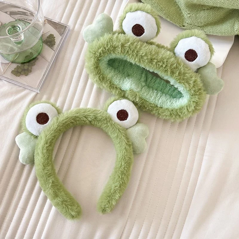 Süßes Frosch-Stirnband für Frauen, Frosch-Make-up-Haarband, Haarwickel für Hautpflege und Gesichtsreinigung – Detail 6