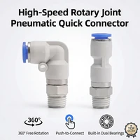 360° Rotary Connectors Pneumatic Air Fitting Swivel Joint High Speed Rotation 6/8/10/12mm MaleThread M5 1/4 1/2 Quick Coupling 1