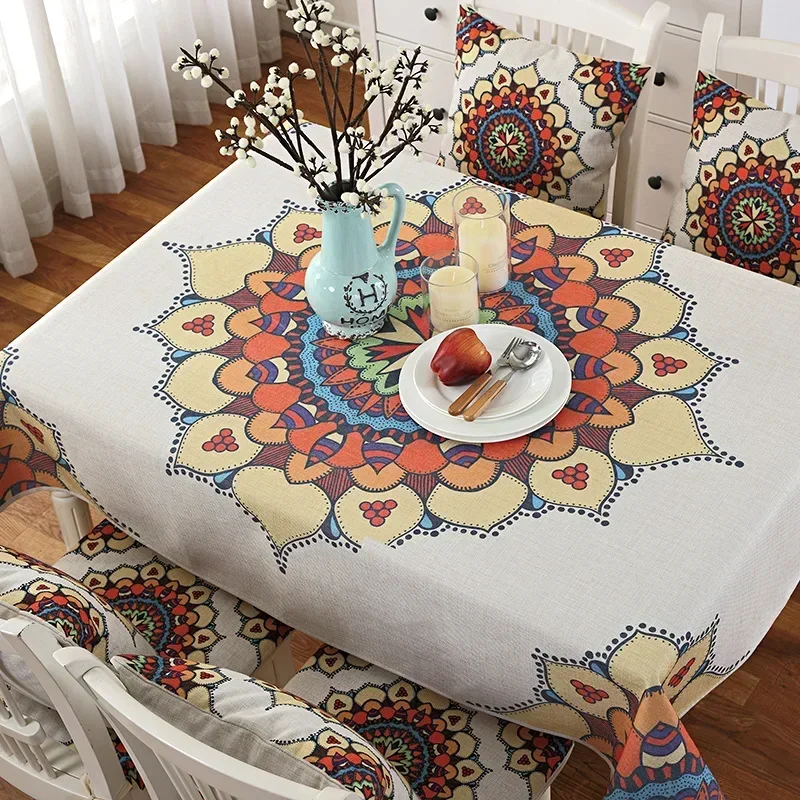 

Boho Home Tablecloth Fabric Cotton Linen Table Mat Living Room Table Cloth Rectangular Table Runner Party Decor