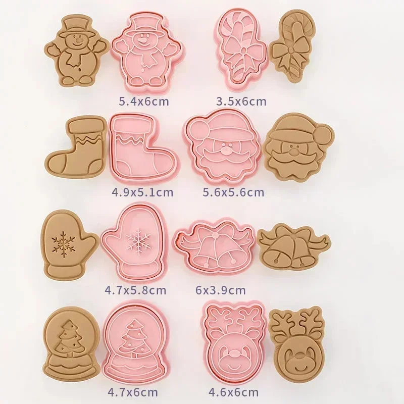 8Pcs/Set DIY Cartoon Biscuit Mould Christmas Cookie Plastic Baking Moulds Kitchen Baking Christmas Pie Cake Decorating Tools
