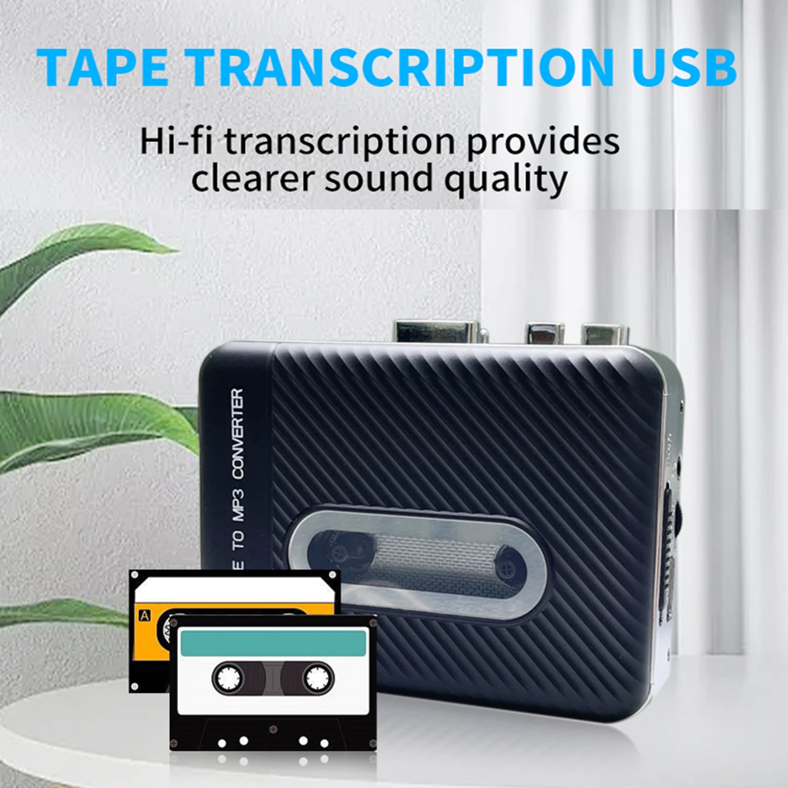 Cassette Player Cassette to MP3 Converter Portable Tape Player Captures MP3 Audio Music via USB Computers to