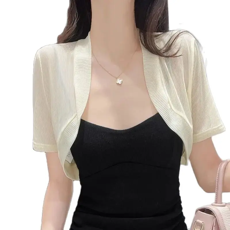 

Short Sleeve Women Summer Bolero Cardigan Crop Tops Elegant Shrugs Wraps Shawls Cover Ups Bridal Wedding Jacket Cape Wrap Blouse