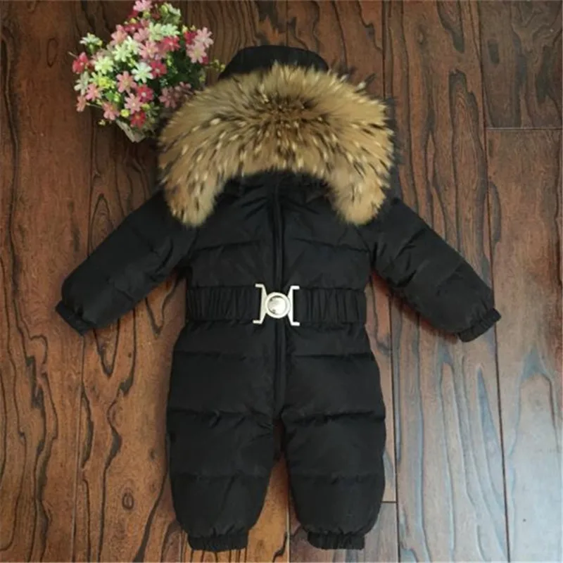 05 Years Baby Boys Winter Down Jacket Natrual Raccoon/fox Fur