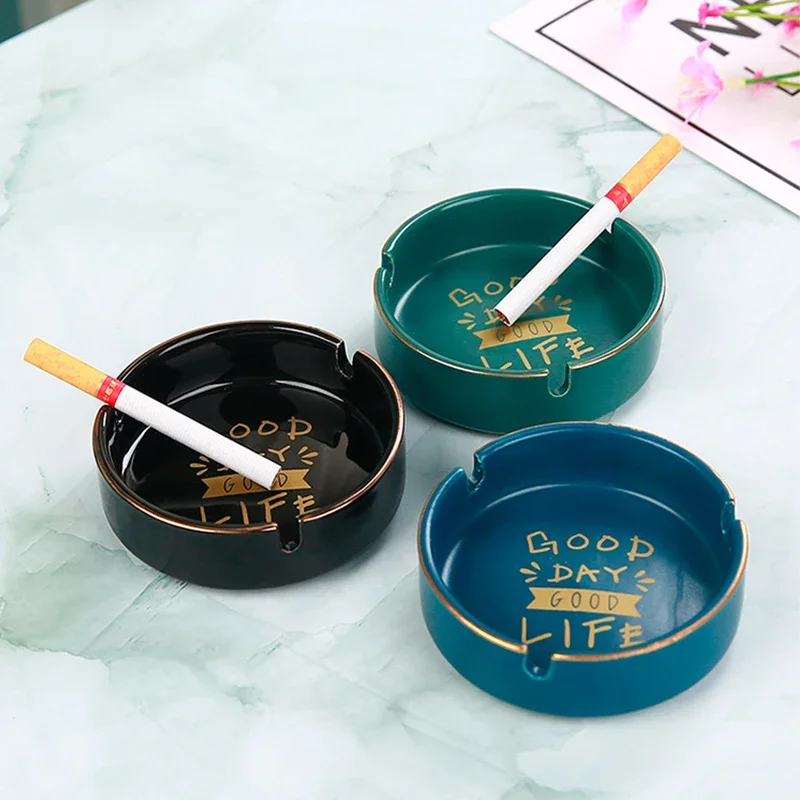 

European Style Ashtray Cigarette Holder Ceramic Desktop Ashtray For Home Office Decor Smoking Accessories