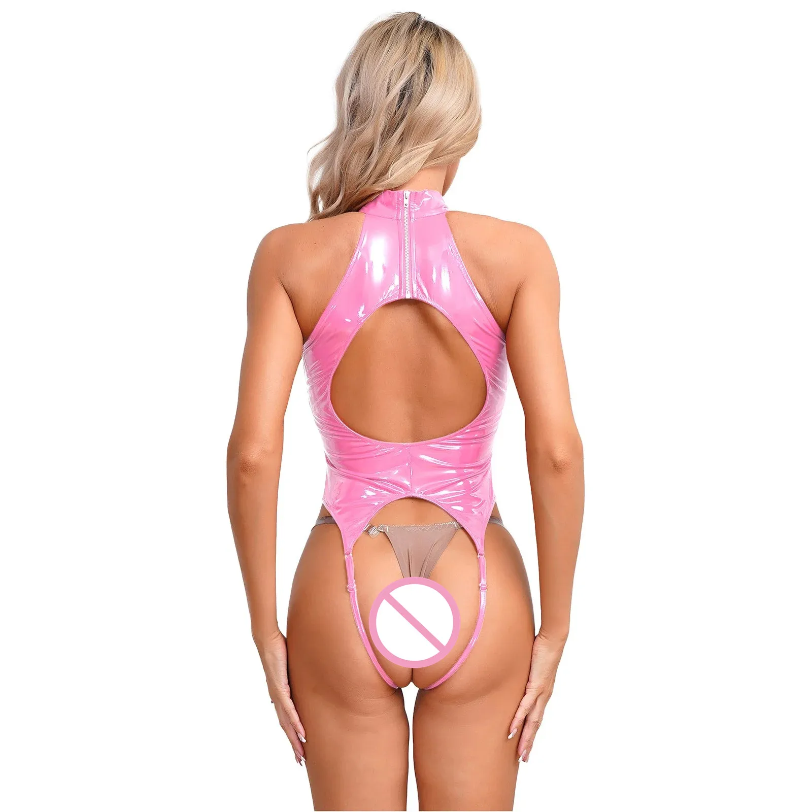 Porno Latex Bodysuit Leather Open Crotch Lingerie Hollow Chest Harness Halter Sexy Catsuit Jumpsuit Rave Night Club for Women women underwear,sexy lingerie,women jumpsuit
