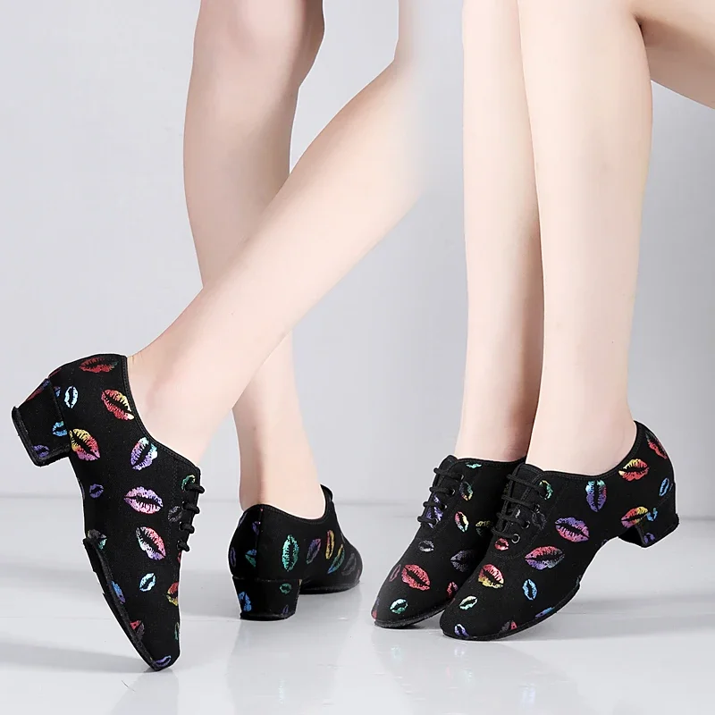 High Heel Dance Shoes Sneakers For Women Ballroom Latin Dance Shoes Kids Adult Size Close Toe 5cm Heel Training Shoes 3.5cm 5
