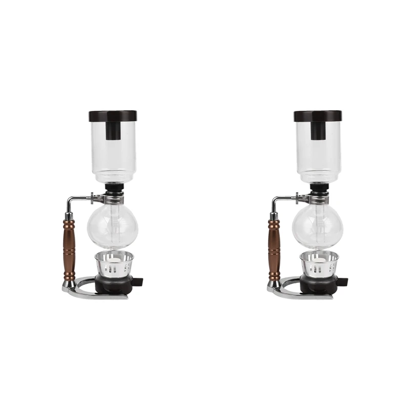 

2X Japanese Style Siphon Coffee Maker Tea Siphon Pot Vacuum Coffeemaker Glass Type Coffee Machine Filter 3Cup