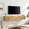 Floating TV Stand, Wall Mounted Shelf, Modern Floating Entertainment Center with 3 Fluted Flip-Down Doors, 70" Large Stor 1
