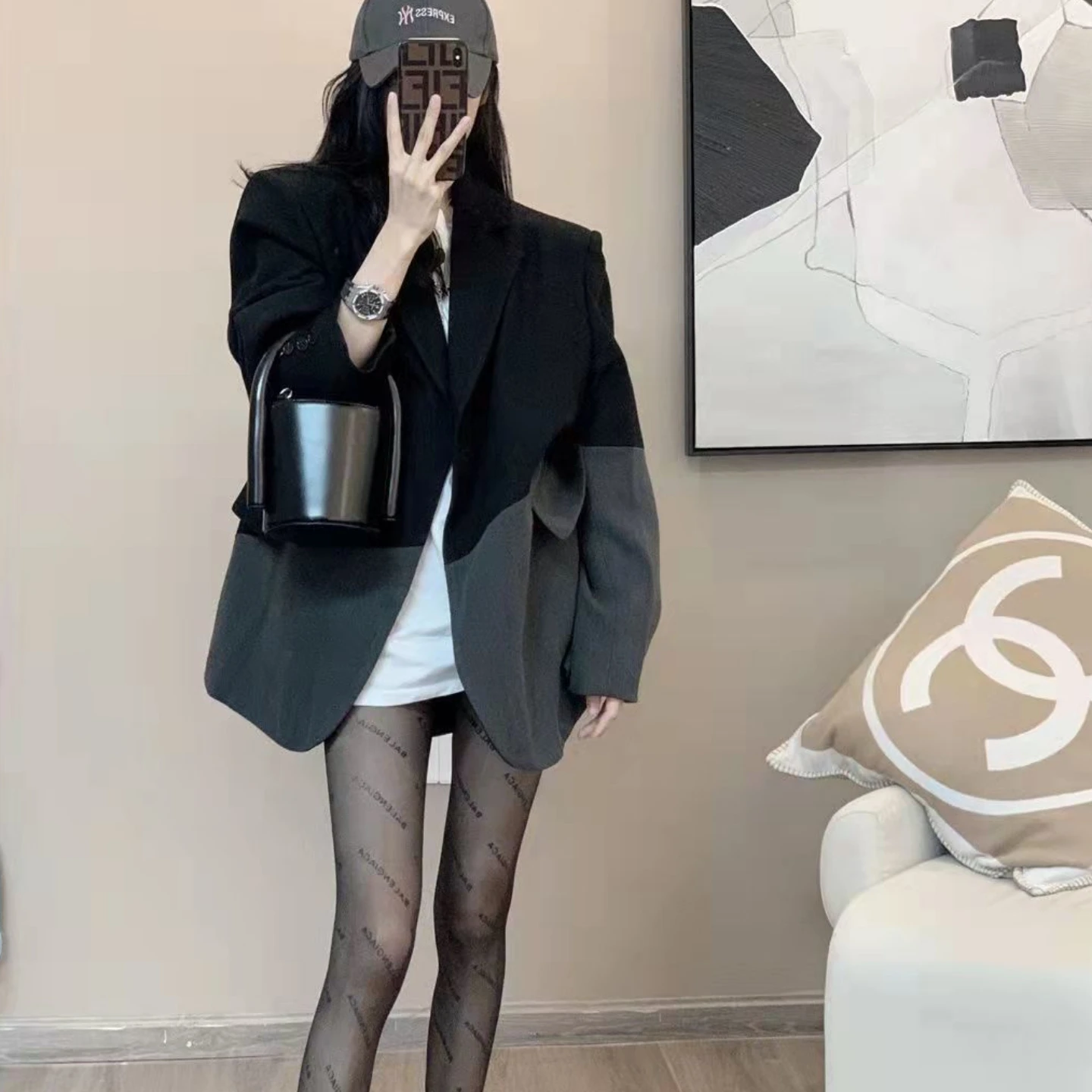2023 New Long Sleeve Patchwork Blazer Women Spring and Autumn Jacket Office Ladies Suit Casual Loose Coats Dresses