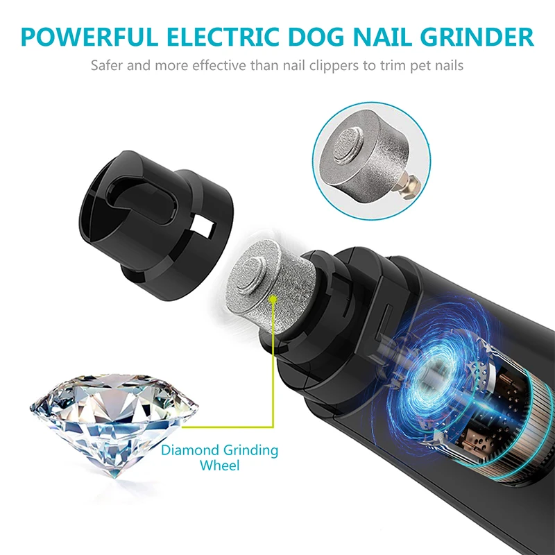 Electric Pet Nail Clipper 2 Speeds Rechargeable Dog Nail Grinder Portable Puppy Cat Paws Nails Grooming Tools Pet Supplies
