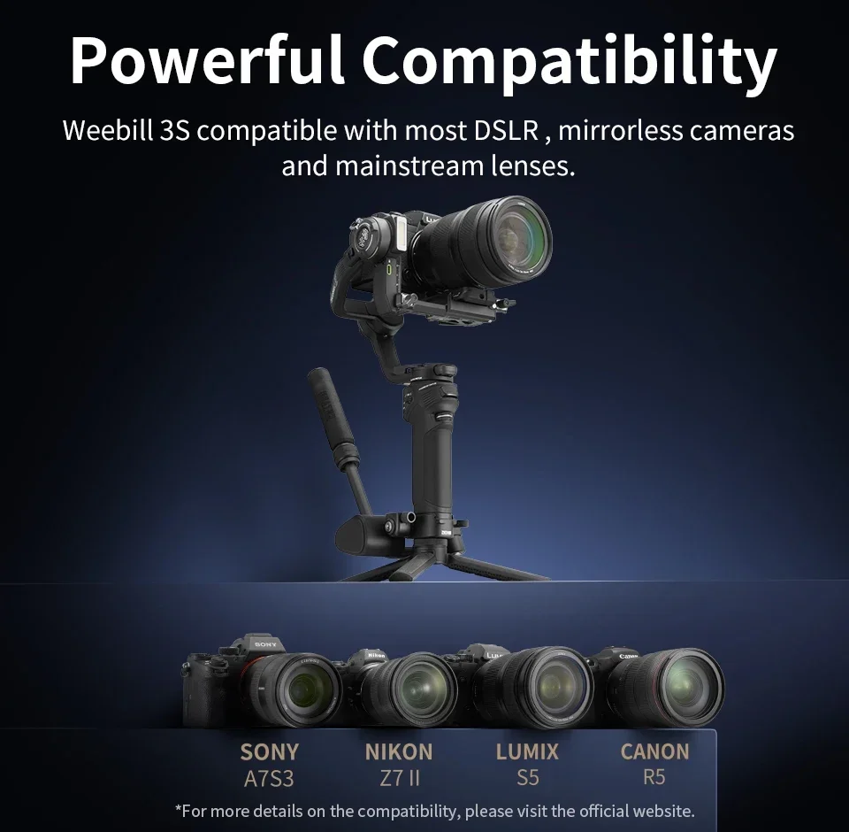 ZHIYUN Weebill 3S Camera Gimbal Stabilizer 3-Axis Handheld Built-in LED Fill Lig
