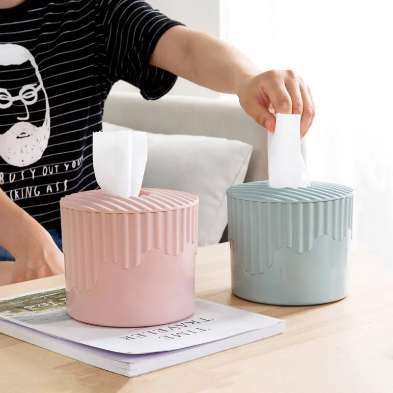 

Creative roll paper box striped barrel-shaped plastic paper box roll paper wipes storage toilet toilet tissue box