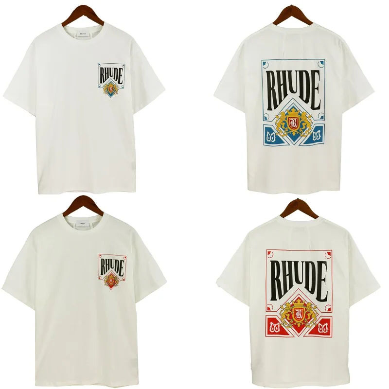 

23SS Playing Card Alphabet Print Rhude T Shirt Men Women EU Size 100% Cotton Rhude Top Tees High Street Summer Genshin Impact