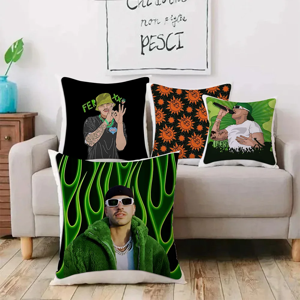 Feid Ferxxo Hot Singer Pillow Covers Cartoon Sofa Decorative Home Double-sided Printing Short Plush Cute Cushion Cover 2