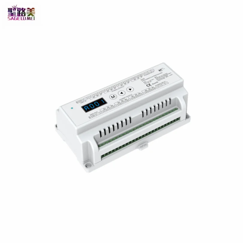 dvp28sv11s2 28 point host 16di 12do pnp 24vdc 0 5a 4 channel 200k input new 24CH*3A 12V-24VDC CV DMX Decoder DIN Rail D24 24 Channel RDM PWM 500/2000HZ DMX512 Controller For RGB LED Strip Light Tape