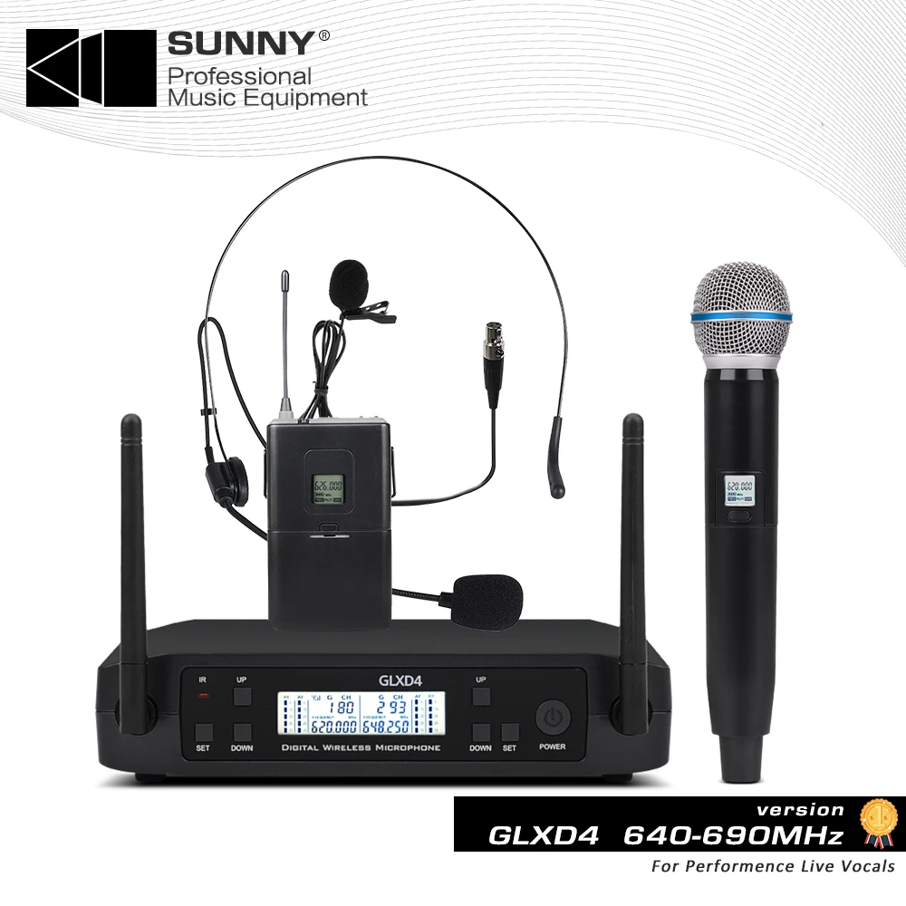Glxd4 Glxd24 2 Wireless Uhf Microphone System For Shure Glxd4 Sm58