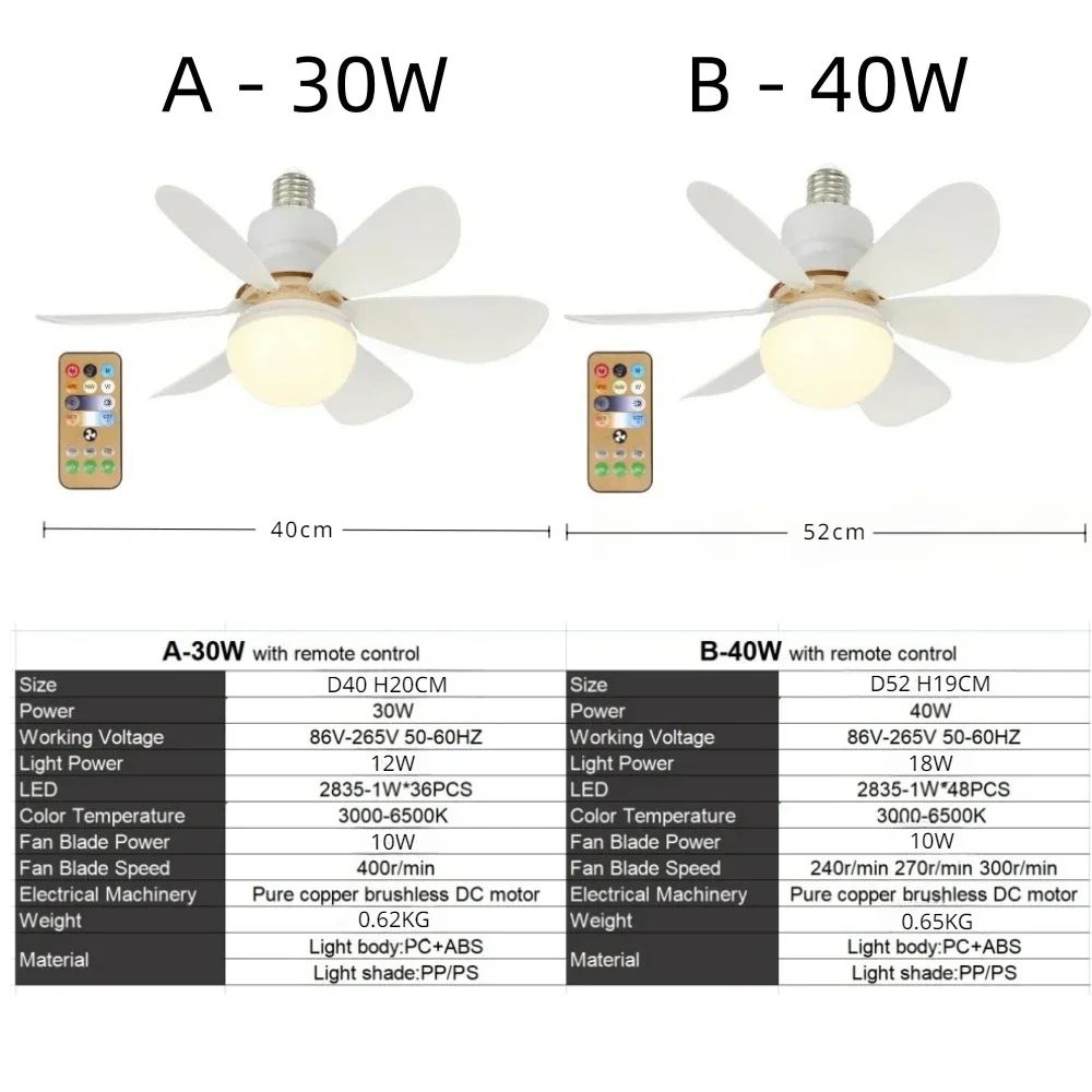Description Picture 3 of itemModern Wind 6 ABS Blades 16 Inches LED Fan Light Bedroom Living Room Decoration Ceiling Flower Fan Light 30W/40W