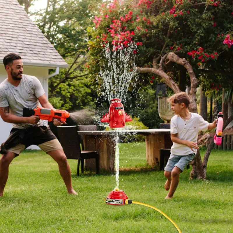 Garden Lawn Toys Cute Yard Outside 360 Rotating Rocket Shape Sprinklers Outdoor Kids Water Toys Games For Backyard Lawn Park