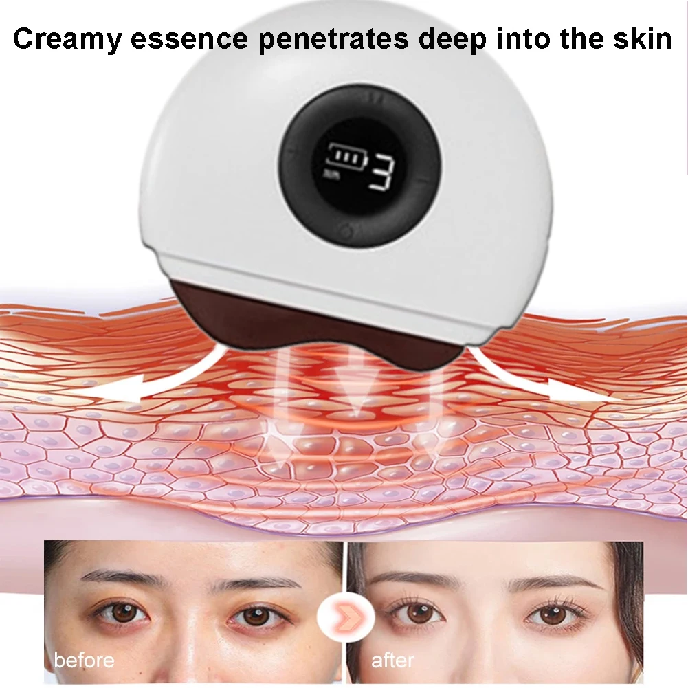  펄스 비안 스톤 페이스 마사지 구아샤 보드 진동 얼굴 리프팅 스크래핑 장치, 핫 스톤 바디 슬림 뷰티