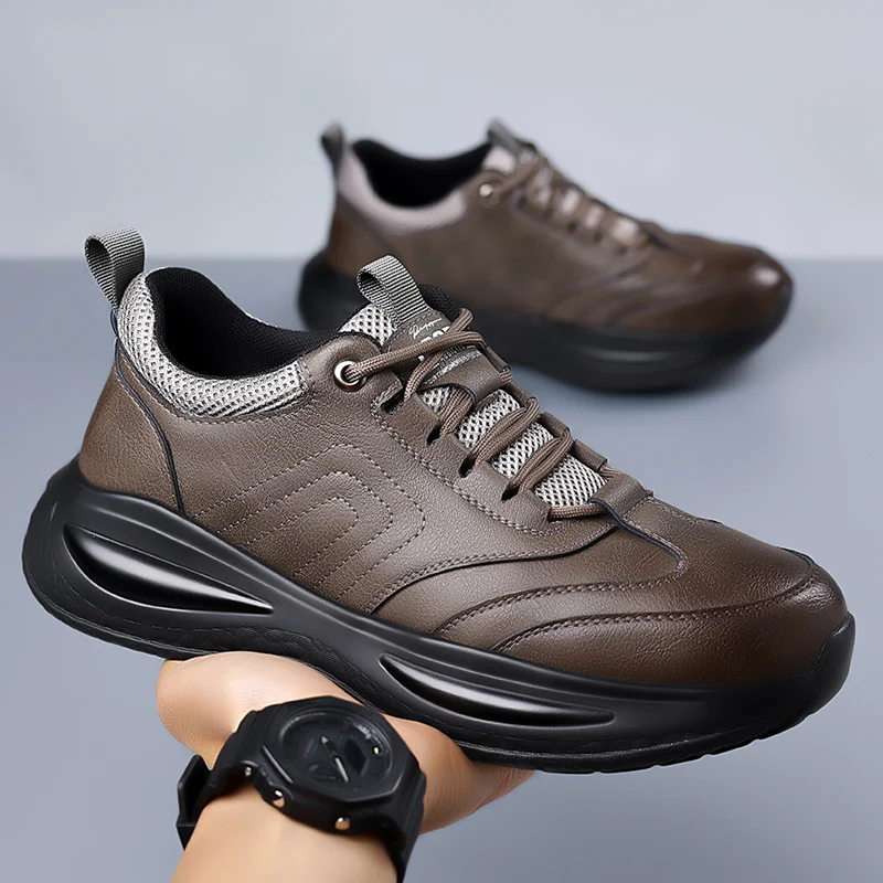 أحذية جلدية رجالية عصرية للخريف، أحذية رسمية كلاسيكية للأعمال، أحذية رياضية مريحة بنعل سميك للمكتب والخارج والمشي اليومي