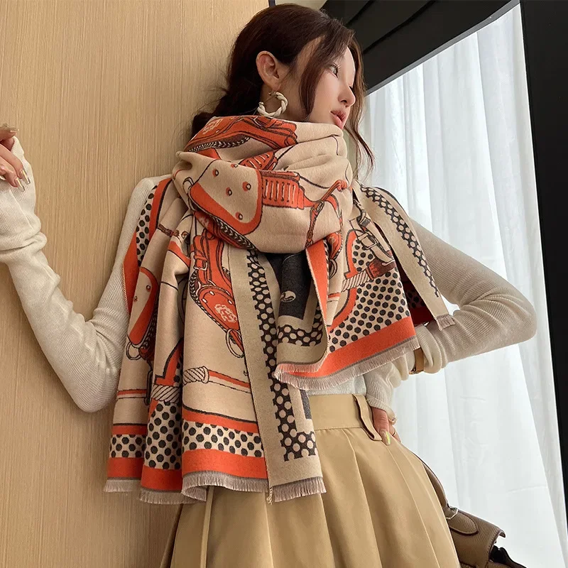 الحصان الشتاء الكشمير وشاح المرأة الفاخرة تصميم ال...