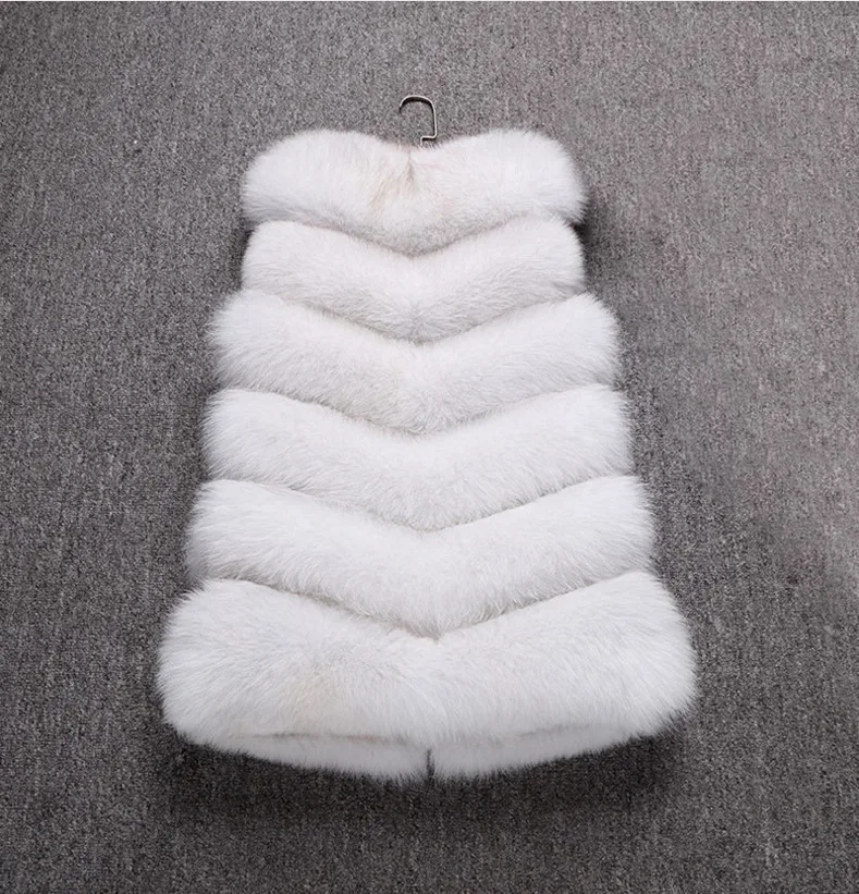 long black puffer coat Spring Autumn Winter Women 90cm Long Fashion Style Faux Fox Fur Vest Popular Jacket Models black puffer coat womens