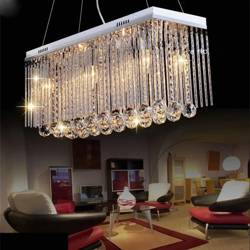 

Modern 6LEDS Bulb Square Pendant 90V ~260V Suspend Restaurant K9 Crystal Chandelier Light Bedroom Hanging Lamp