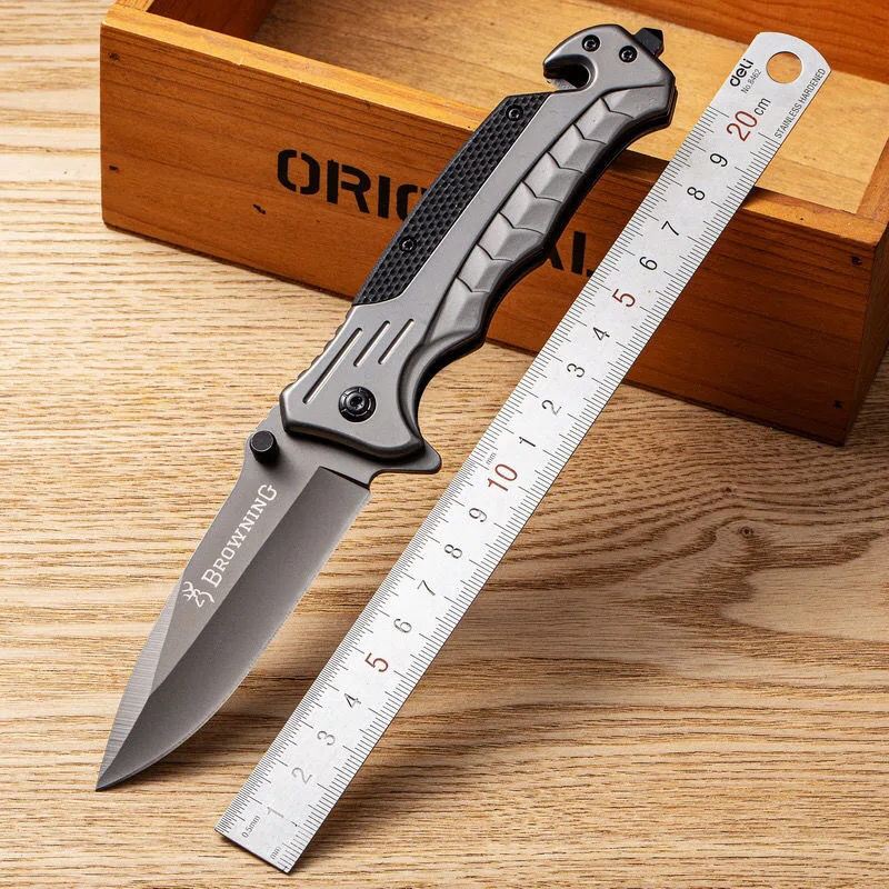 

EDC Grey Black High Hardness Outdoor Portable Small Folding Knife Sharp Self-defense Camping Hiking Knife Window Breaker Tools