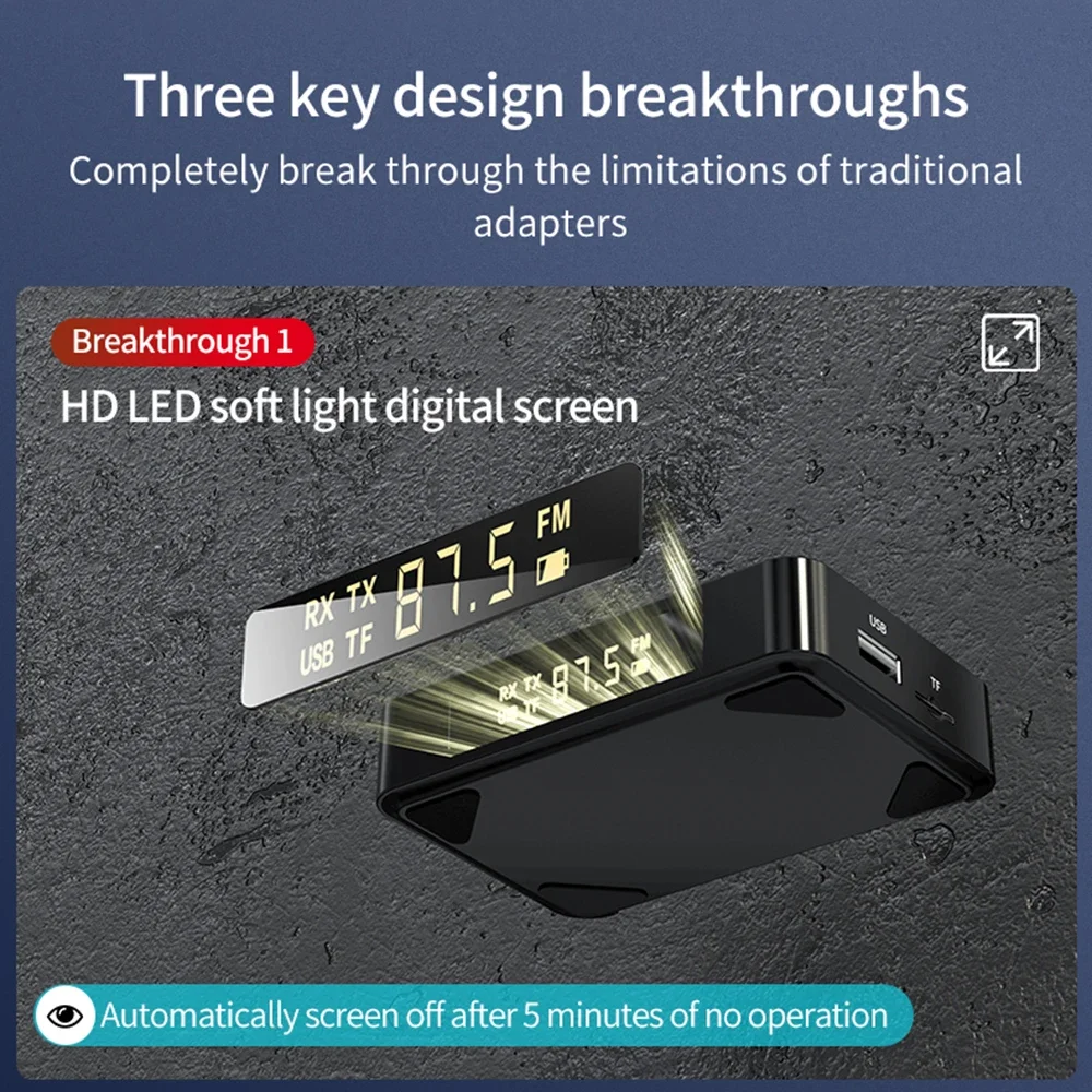 NFC 블루투스 호환 5.0 수신기 송신기 무선 어댑터 AUX 3.5MM 광 동축 TF/U-디스크 USB FM LED 디스플레이 HD 마이크