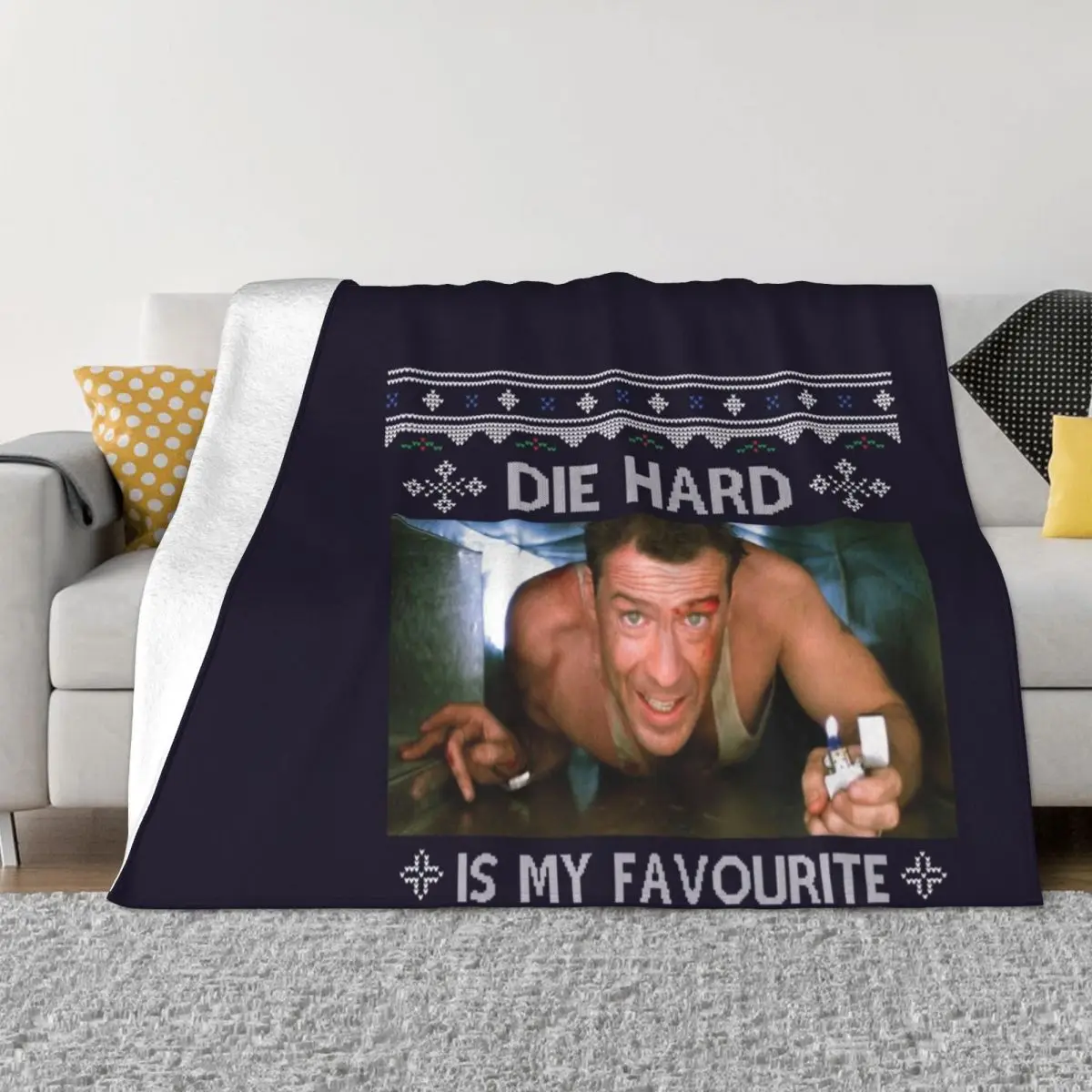 

Die Hard Is My Favourite Christmas Movie Throw Blanket Picnic funny gift Weighted Nap Blankets