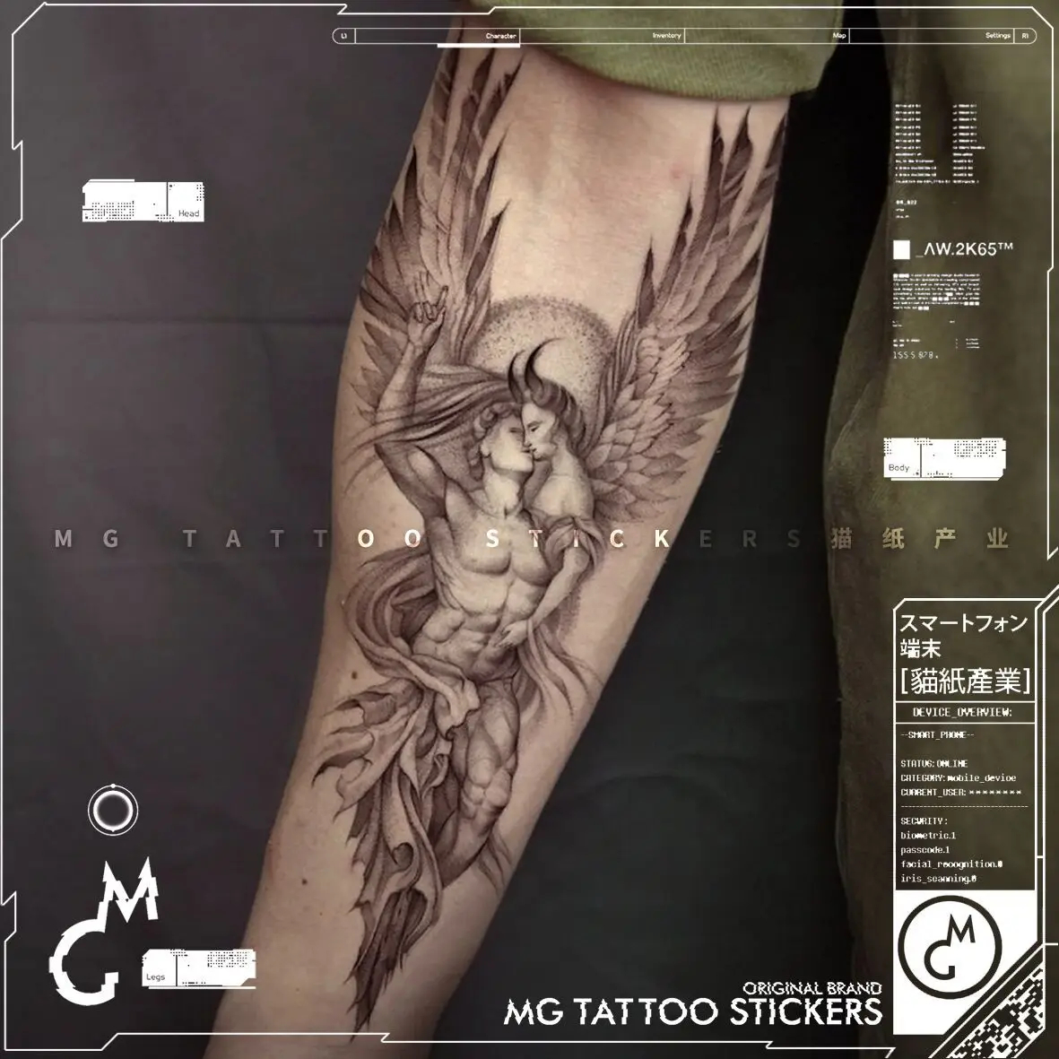 Paar Angel Tattoo Stickers Blijvende Tatoeages Paar Kunst Tijdelijke  Tatoeages Waterdichte Pols Kalfarm Tattoo Trendy Nep Tattoo - AliExpress 66, image size:1181x1181