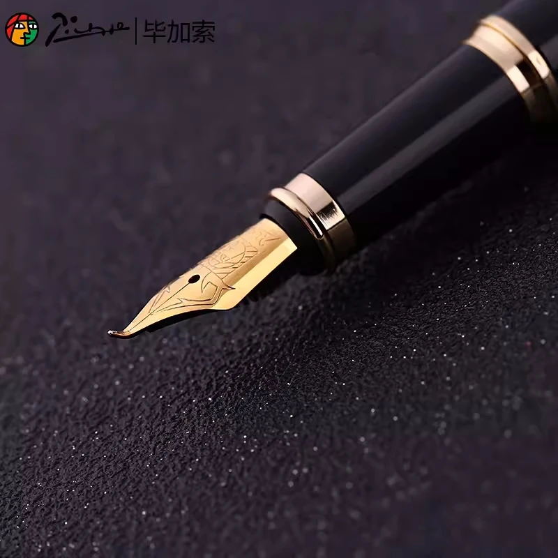 Pimio 902 블랙 골드 레드 잉크 만년필 비즈니스 금속 서명 펜, 이리듐 펜 선물 상자 세트 용품, 0.5mm, 1 개