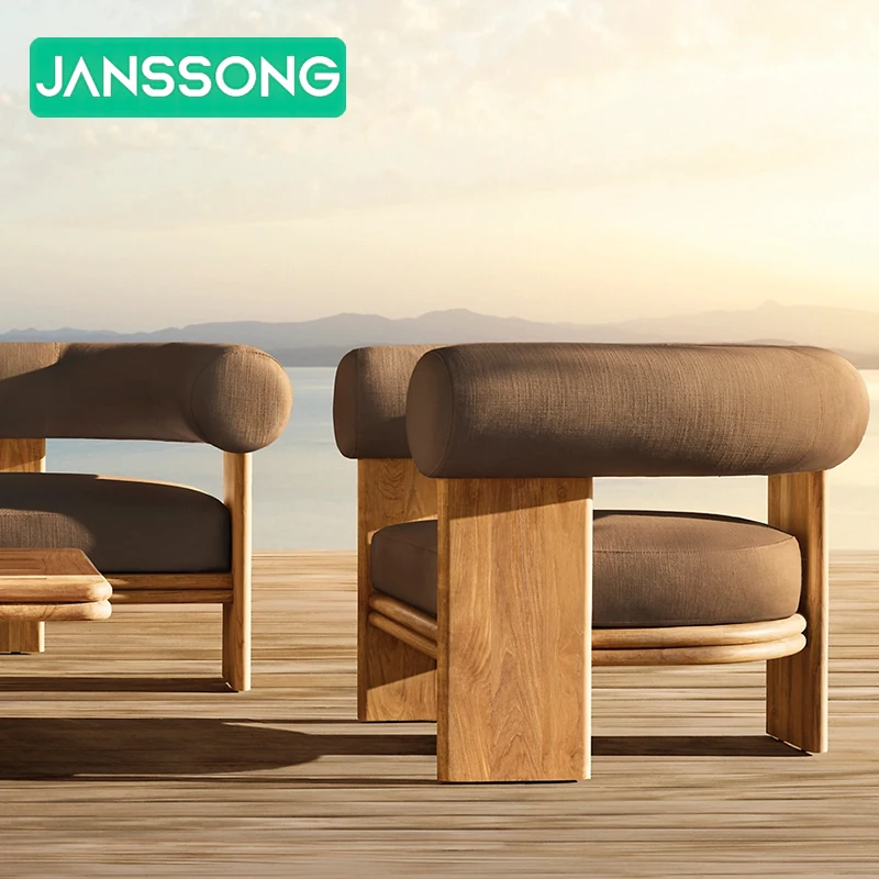 Garden Leisure Comfortable Teak Table And Chairs Set Villa Versatile Wood Furniture Hotel Luxury Waterproof Table And Chair Set