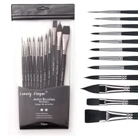 12pcs Professional Watercolor Paint Brushes Set Includes Round Flat Cat's Tongue Brushes Synthetic Hair for Watercolor Acrylic 1