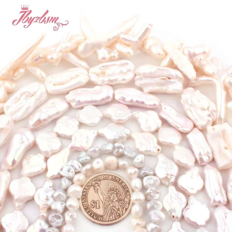 100% Round Freefrom Natural Freshwater Pearl Stone Bead for DIY Elegant Accessories Necklace Bracelet Earring Jewelry Making 15