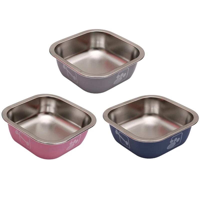 

Stainless Steel Cat Bowl Dog Bowl Pet Feeding Bowl Portable Anti Slip Dog Bowl 6XDE
