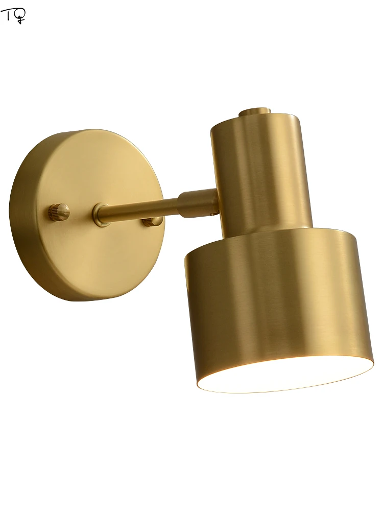 Nordic Gold Luste Copper Led Wall Lamp Pull Switch Simple Adjustable