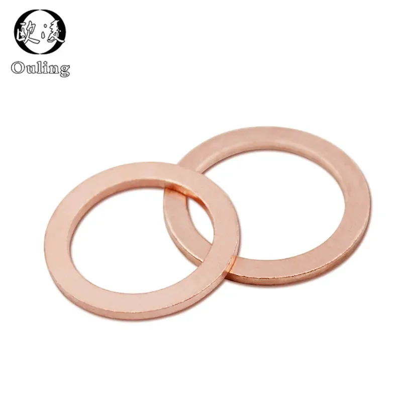 Copper Washer Set Copper Washer Washer Gasket 5Pcs DIN7603 M6 M8 M10 M12 M14 M16 M18 M20 T3 O Ring Gasket Sealing Copper Washer Boat Crush Washer Flat Seal Ring Fitting