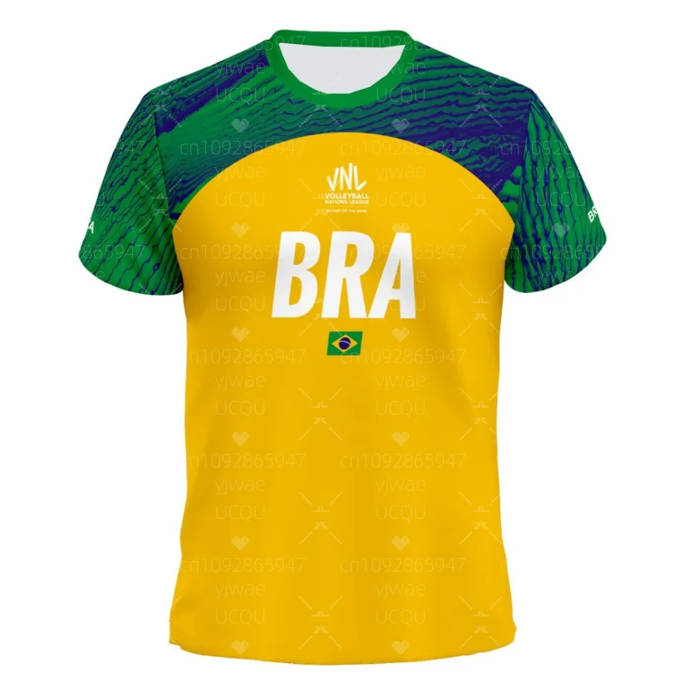 HOT SELL WOMEN Brazil VNL Volleyball Jersey UNISEX Adult Tops Men's Round Neck Short Sleeved Lightweight Sports Jersey T-Shirt 4