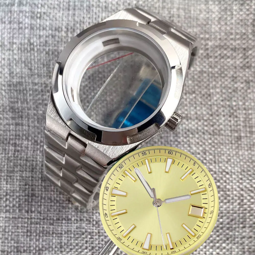 Enhanced Stainless Steel Watch Case with Sapphire Glass Back and Push-Pull Crown, 41MM