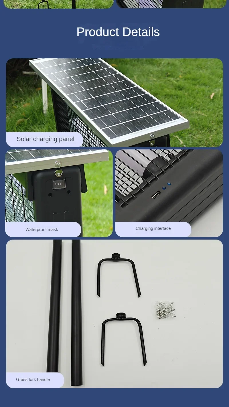 1pc Large Solar Mosquito Killing Lamp LED Square Fly Killer Outdoor Garden Lawn Lamp Mosquito Killing Trap