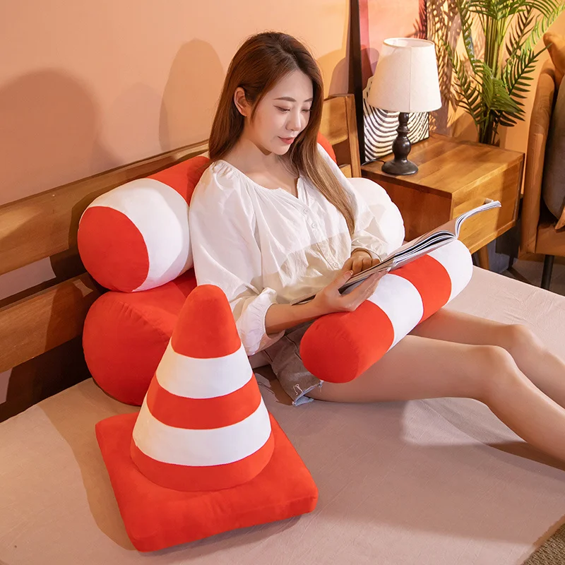 Plush Toy Simulation Traffic Cone Road Construction Cone Sign Roadblock Simulation Toy Set Safety Soft Cushion Pillow 5