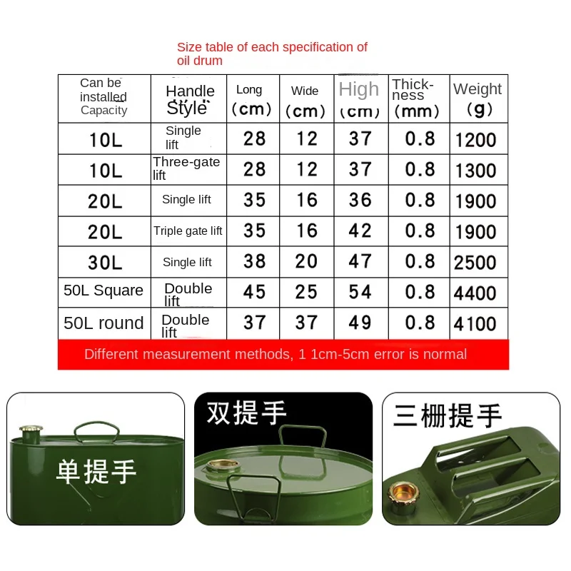 Iron Oil Drum 10 Liters Diesel Barrel Spare Motorcycle Fuel Tank Gasoline Special Barrel
