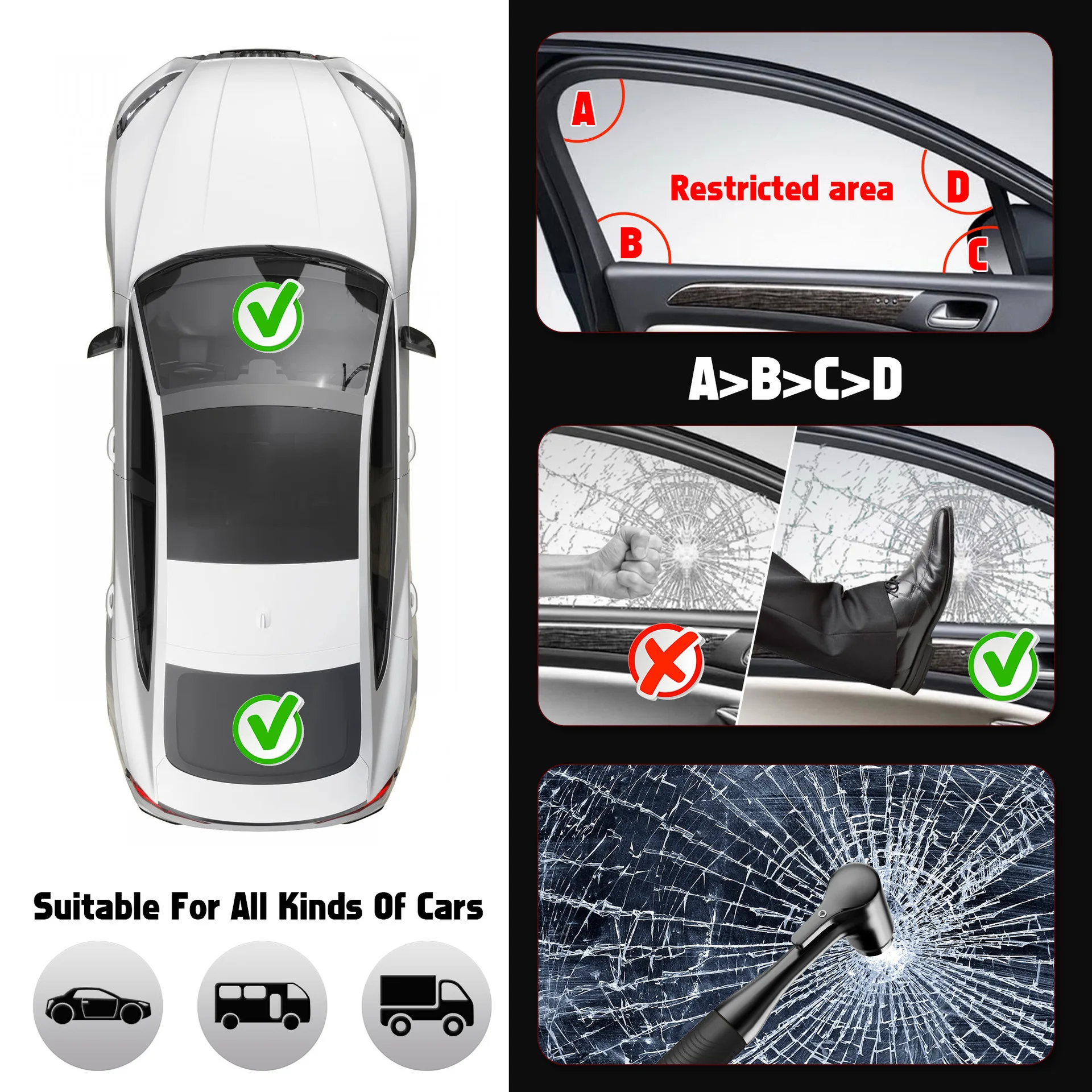 Car Safety Hammer with Seat Belt Cutter