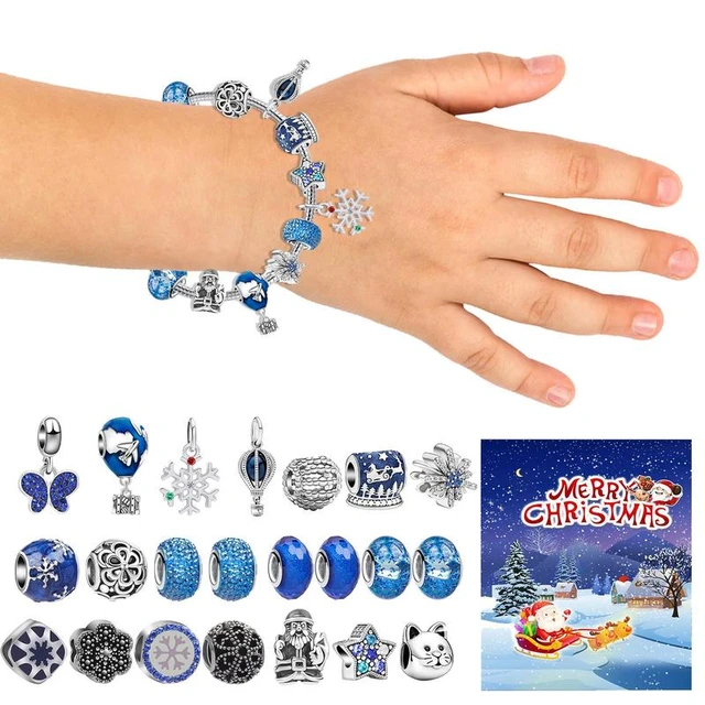 Calendrier de l'Avent de Noël 2024, Kit de Bracelet Bleu sur le Thème de  Noël pour Bol, Calendrier de Compte à Rebours de 24 Jours avec 2 Pièces à  Faire Soi-Même - AliExpress