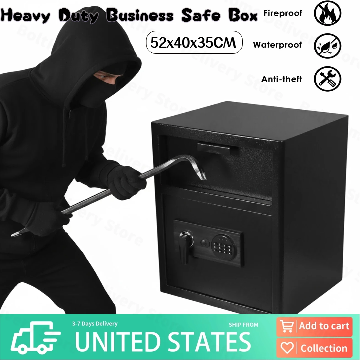 Safe Fireproof Slot Lock Box with Digital Combination Anti-Fishing Safe Box Security Money Safe for Cash Slips Expense Business